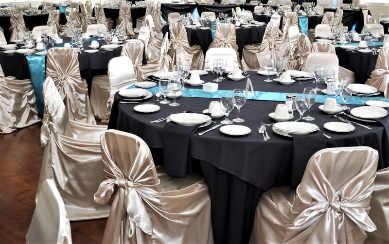 Silver and Champagne Coloured Satin Chair Covers for KItchener Waterloo Weddings and Events