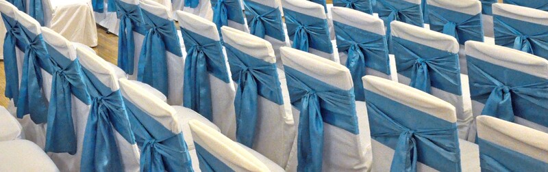 Schwaben Club Weddings - Chair Covers with Blue Satin Sashes